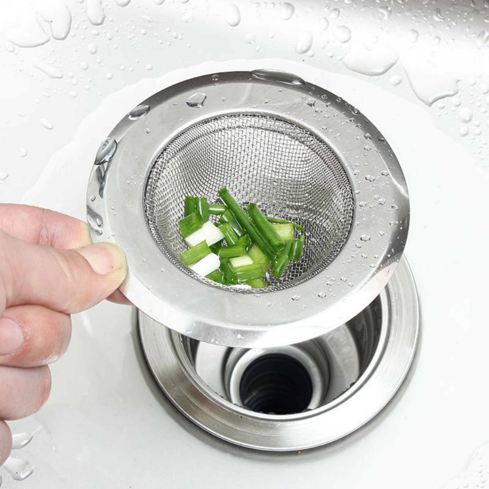 8PCS Stainless Steel Kitchen Sink Mesh Strainer - Waste Plug Filter Drain Stopper Set