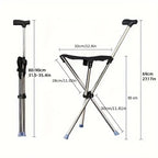 Foldable Walking Cane Chair Adjustable Portable Seat Stool Lightweight Mobility Aid