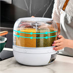 6KG Rotating Rice Storage Container | Multi-Grid Grain & Cereal Dispenser Kitchen Organizer