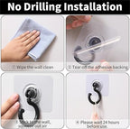 5PCS Rotatable Self Adhesive Wall Hooks Ceiling Door Hanger Heavy Duty Black