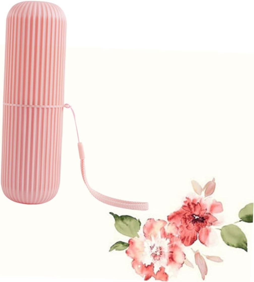 3PCS Portable Travel Toothbrush Storage Box Set - Durable Toothbrush Holder Case Pink