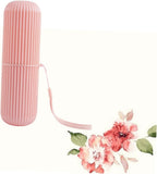 3PCS Portable Travel Toothbrush Storage Box Set - Durable Toothbrush Holder Case Pink
