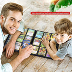 Father and son with the card binder