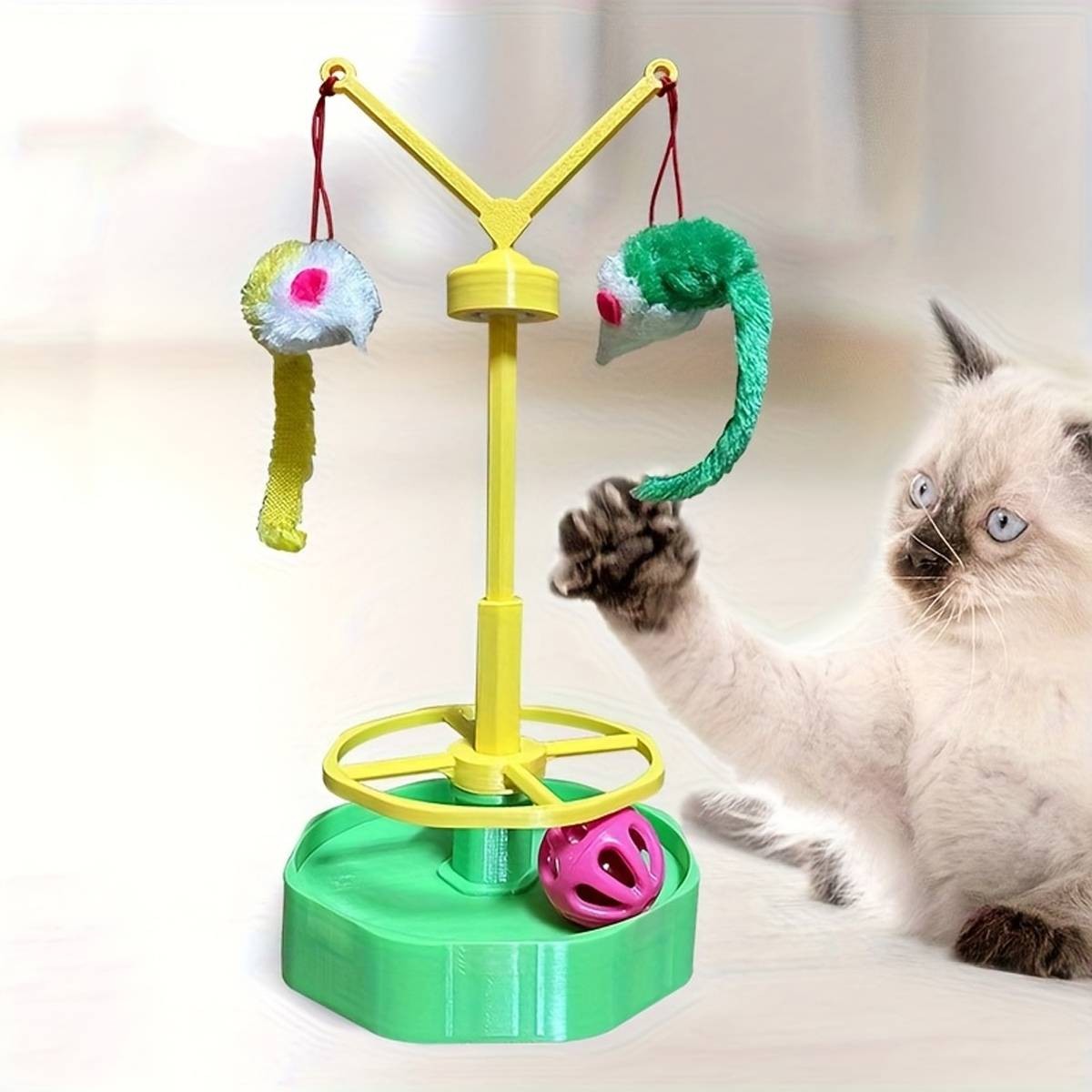 Cat Spinning Wheel Toy Interactive Cat Toy Self Amusement Plush Mouse Indoor Pet