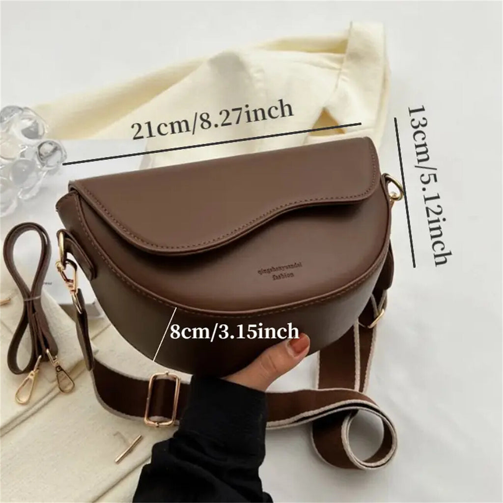 Vintage Crossbody Shoulder Bag for Women - PU Leather Saddle Phone Messenger Bag Coffee Brown