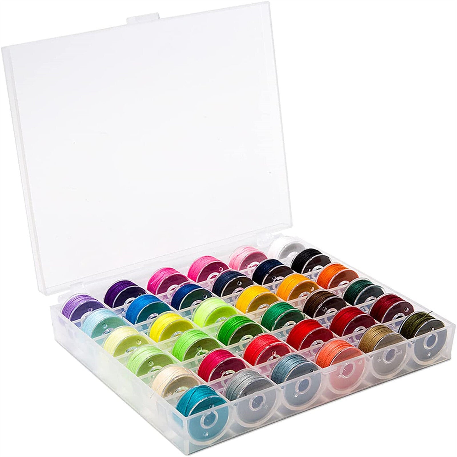 36PCS Sewing Machine Thread Spools with Clear Bobbin Storage Case Multicolor