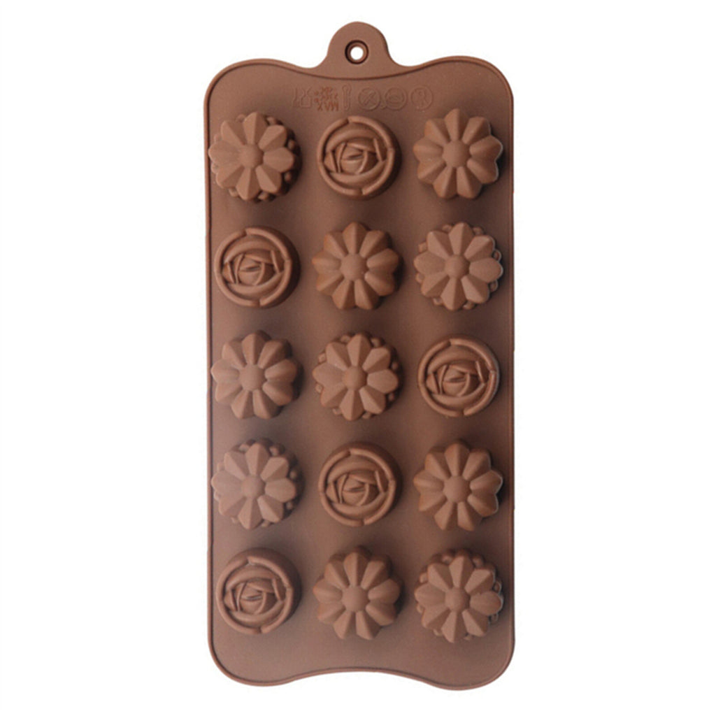 2PCS 15-Cavity Rose Silicone Mold – Flower Chocolate Cake Ice Soap Baking Mould