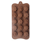 2PCS 15-Cavity Rose Silicone Mold – Flower Chocolate Cake Ice Soap Baking Mould