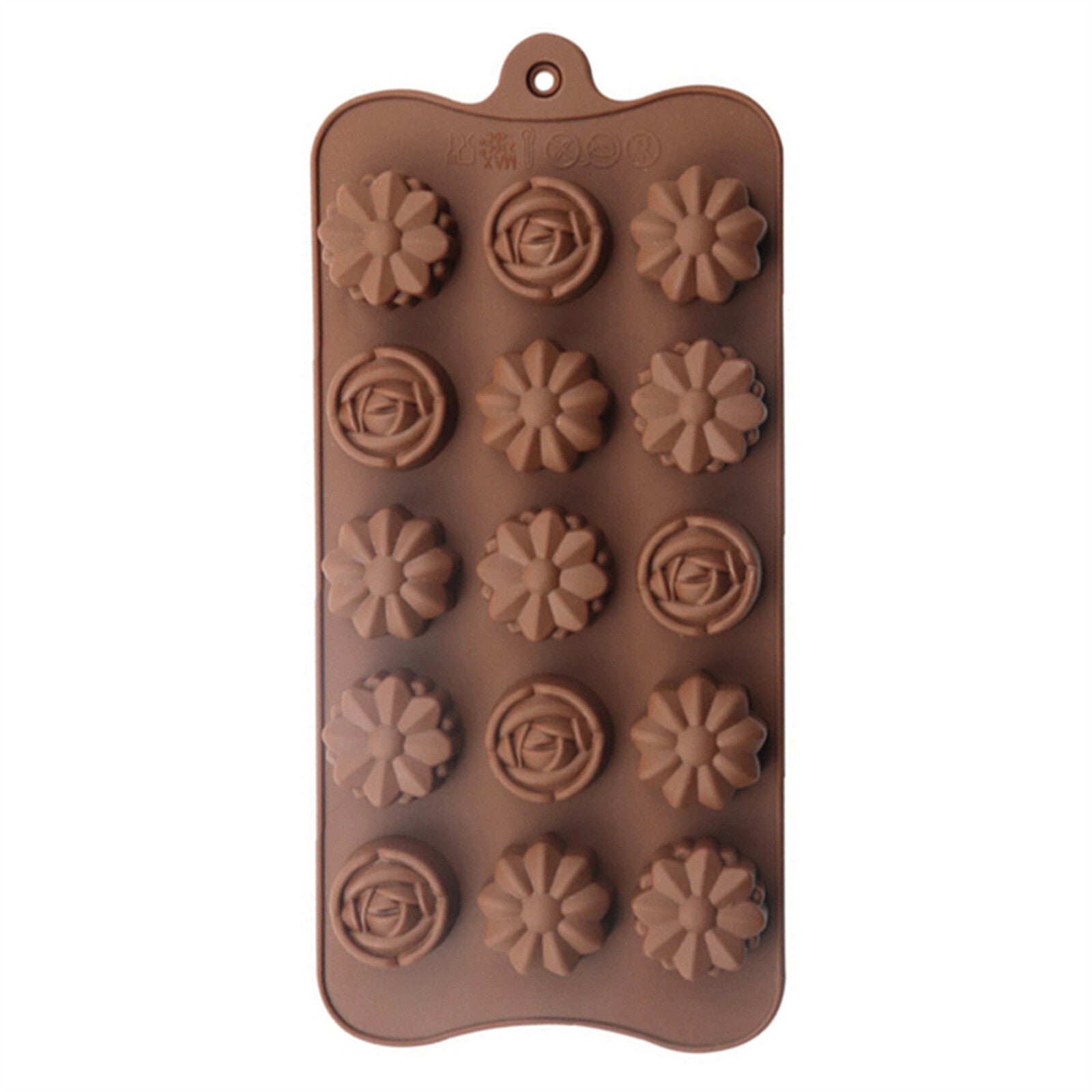2PCS 15-Cavity Rose Silicone Mold – Flower Chocolate Cake Ice Soap Baking Mould