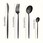 24 Piece Stainless Steel Cutlery Set – Black Dinner Knife Fork Spoon Teaspoon Set for Home Dining