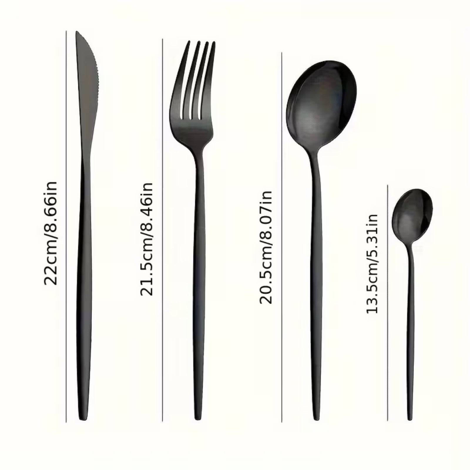 24 Piece Stainless Steel Cutlery Set – Black Dinner Knife Fork Spoon Teaspoon Set for Home Dining