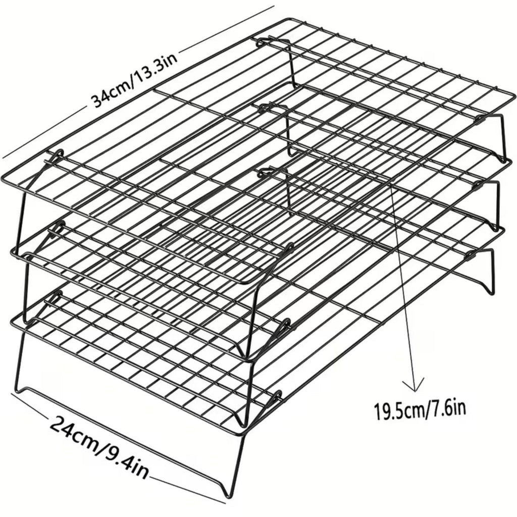 3-Tier Stackable Baking Cooling Rack Collapsible Iron Wire Rack for Baking