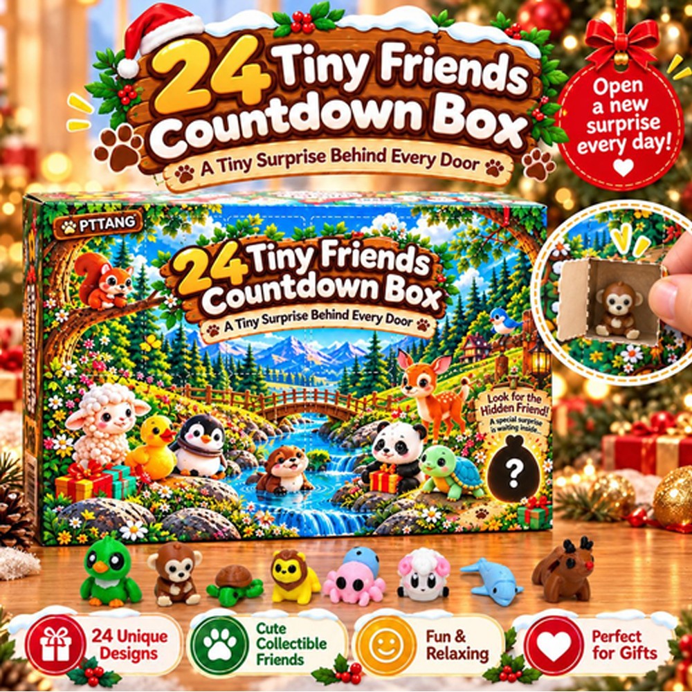 Kids advent calendar with 3D printed animal fidget toys and a surprise behind every door