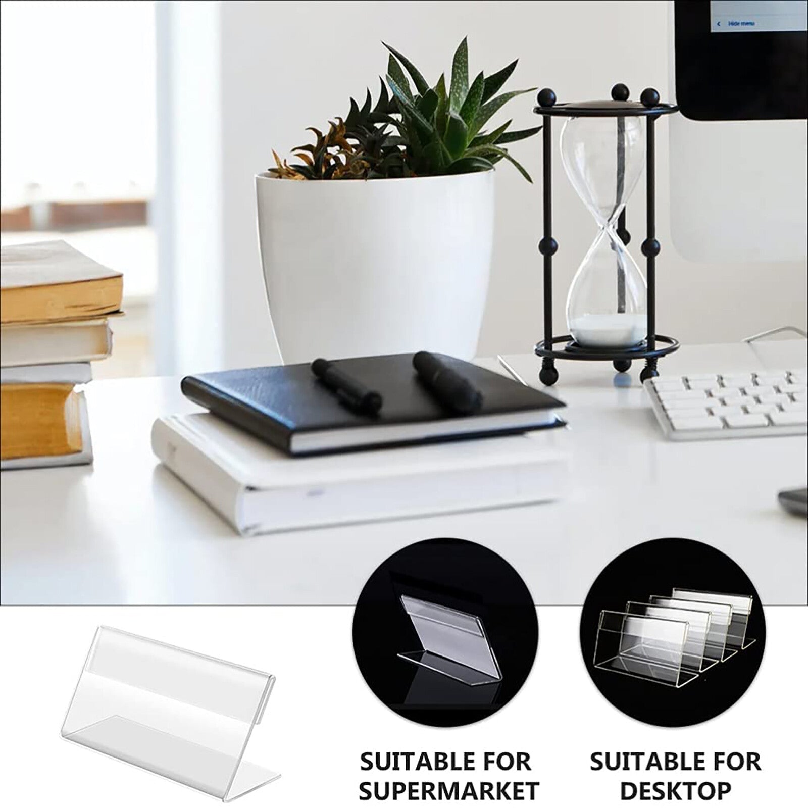 40PCS Acrylic Sign Display Holder - Clear Price Tag Name Card Label Stand Bracket