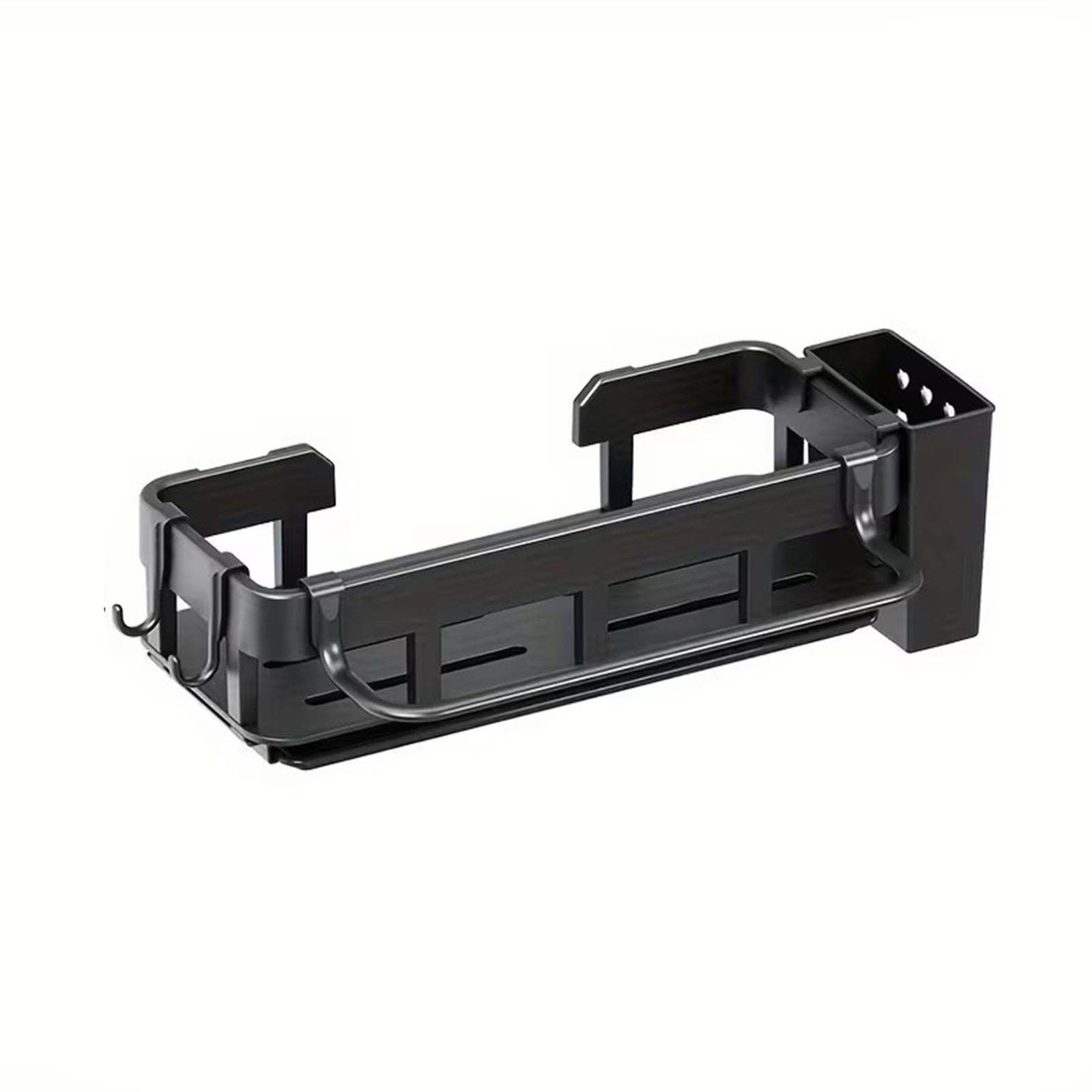 Kitchen Sink Caddy Organizer with Sponge Soap Brush Holder – Countertop Storage Rack with Hooks