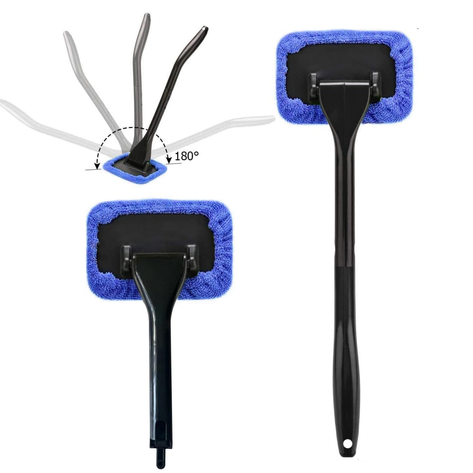Car Windshield Cleaning Tool with Microfiber Pads – Extendable Glass Cleaner Brush for Auto Windows