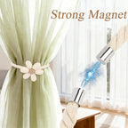 Magnetic tieback wrapped around curtain fabric