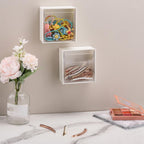 2-4PCS Wall Mounted Storage Box Cotton Swab Bathroom Organiser Holder White