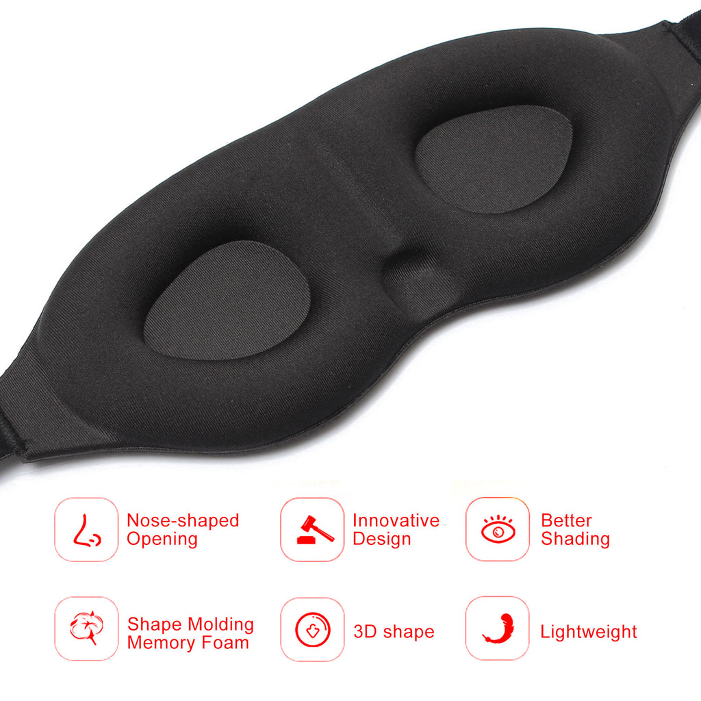 3D Memory Foam Sleep Eye Mask with Earplugs – Soft Travel Sleeping Blindfold
