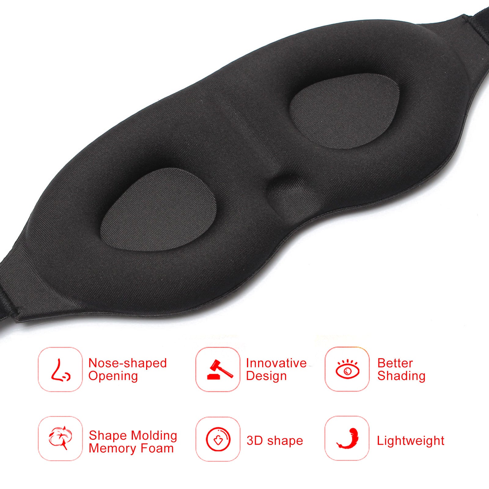 3D Memory Foam Sleep Eye Mask with Earplugs – Soft Travel Sleeping Blindfold
