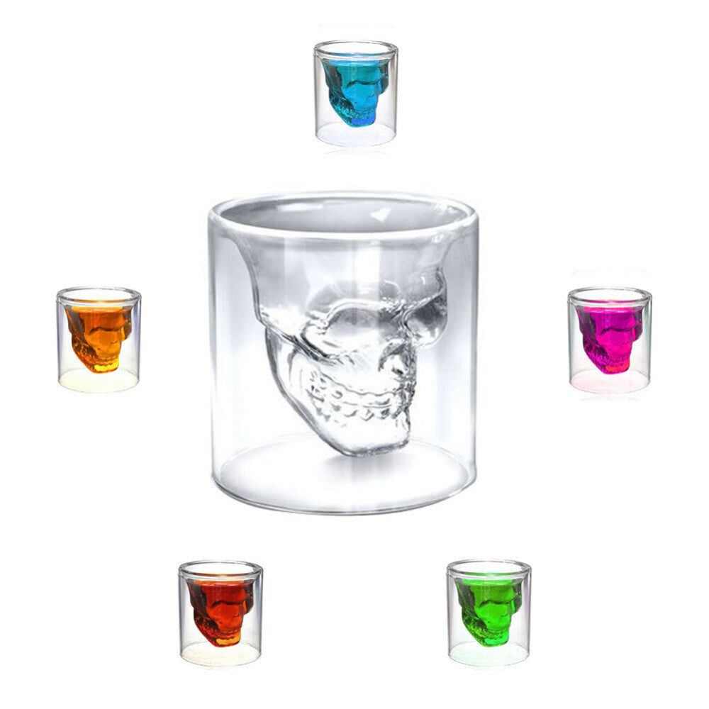 8PCS Crystal Skull Shot Glass Set 75ml – Clear Glass Vodka Whiskey Liquor Cups