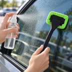 Car Windscreen Window Cleaning Brush Microfibre Pad With Empty Spray Bottle Kit