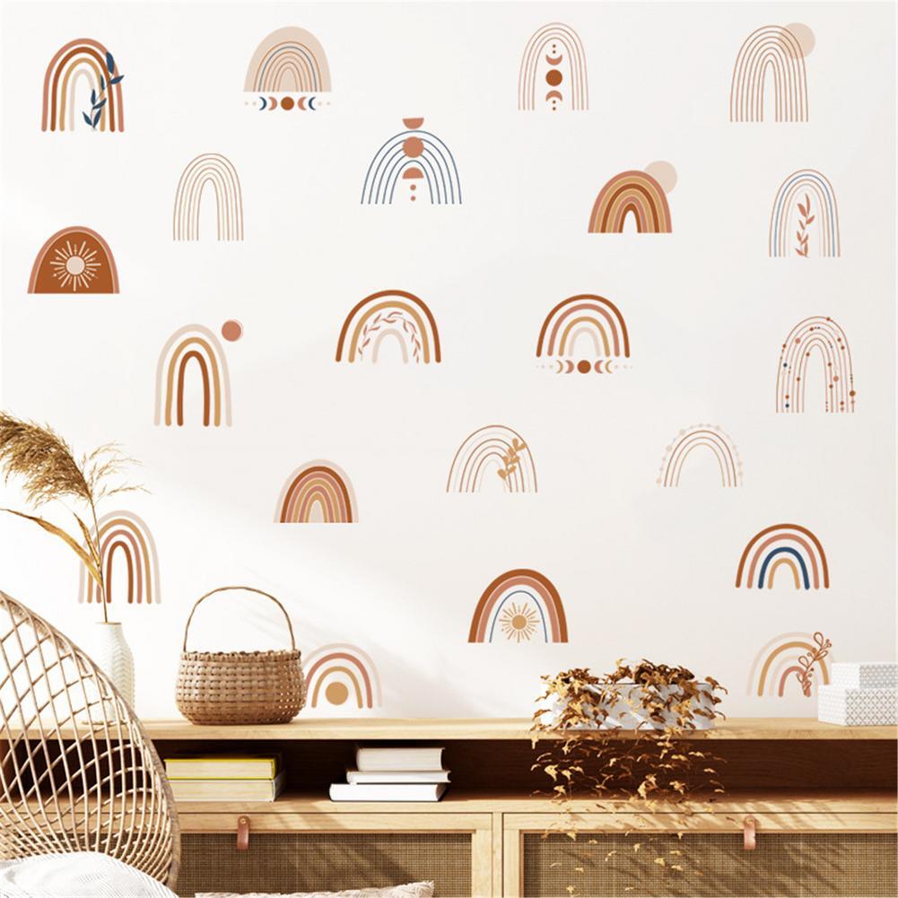 Boho Rainbow Wall Decals for Nursery and Kids Bedroom – Removable Vinyl Wall Stickers