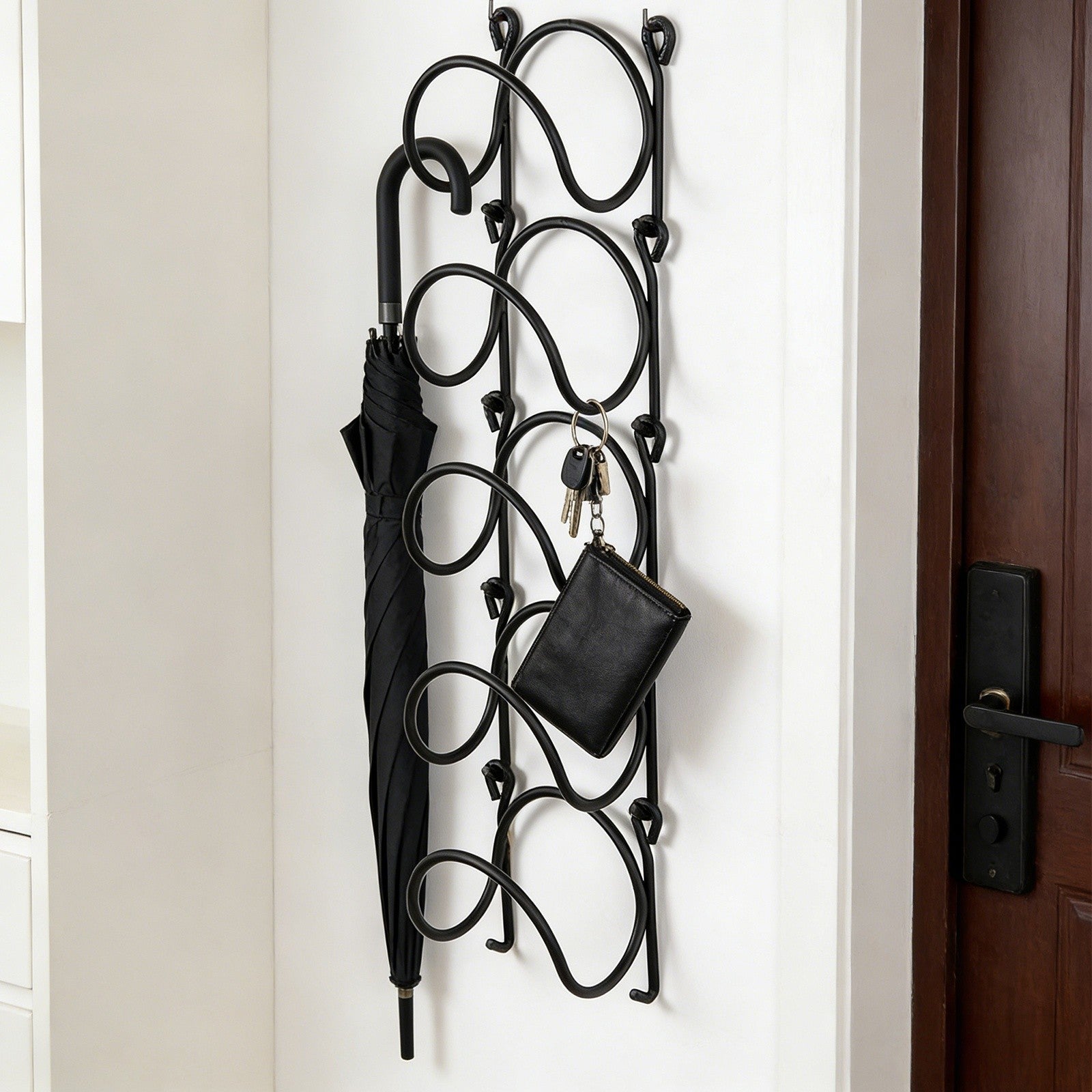 2PCS Space-Saving Towel Rack – Wall Mounted Bathroom Towel Organizer Hanger Black