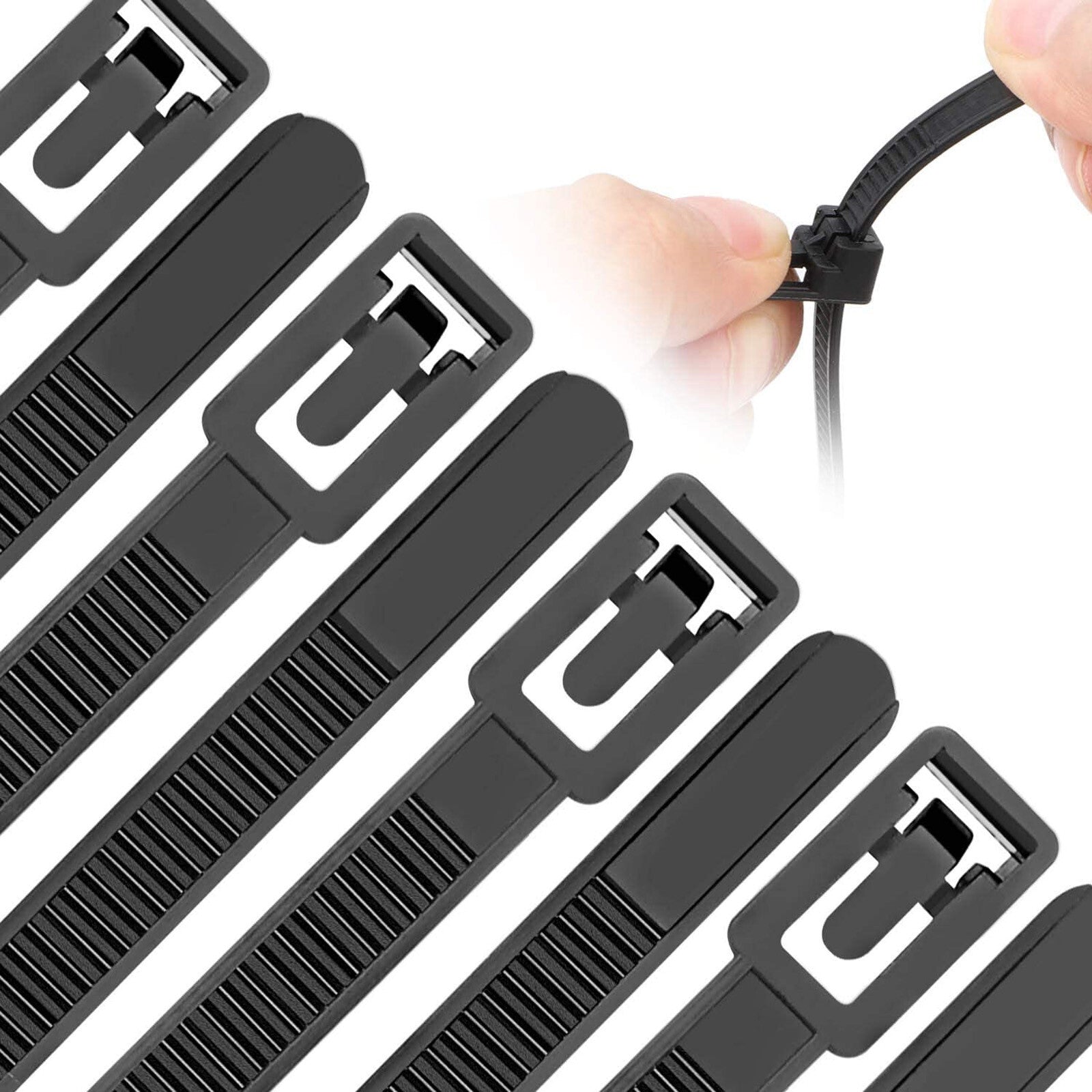 120PCS Black Reusable Cable Ties Nylon Zip Tie Ratchet Wire Wraps 20cm