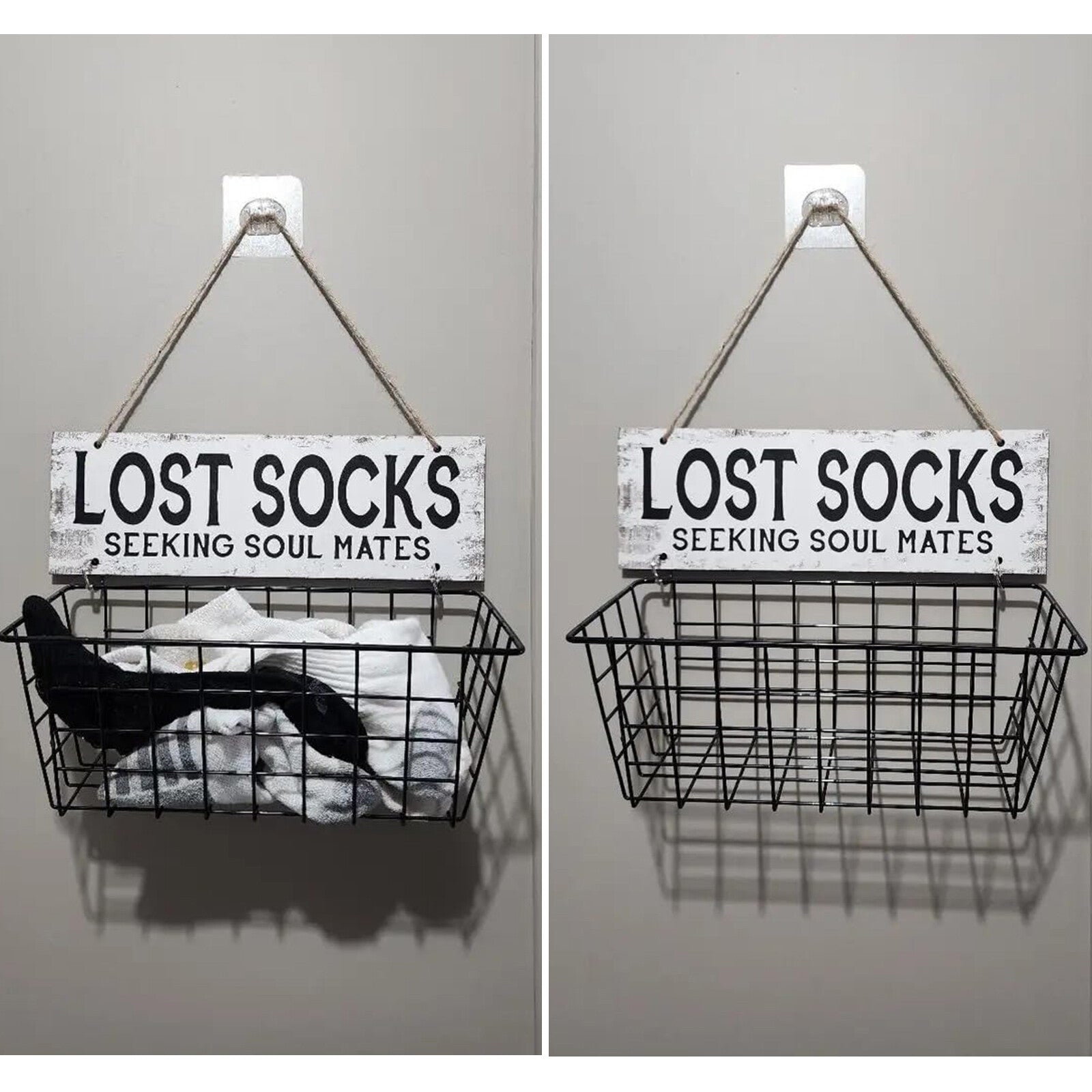 Lost Socks Laundry Basket Sign – Wall Mounted Laundry Room Sock Organizer