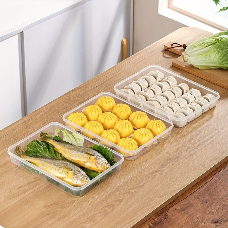2PCS Fridge Dumpling Storage Box With Lid Plastic Food Container Refrigerator Organizer