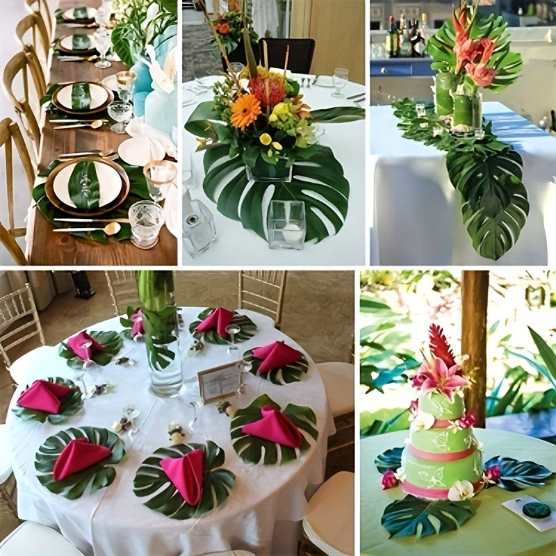 72pcs Artificial Palm Leaves Tropical Monstera Decor | Jungle Party & Home Decoration