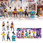 K-pop style figures 7 pack lined up with the window gift box