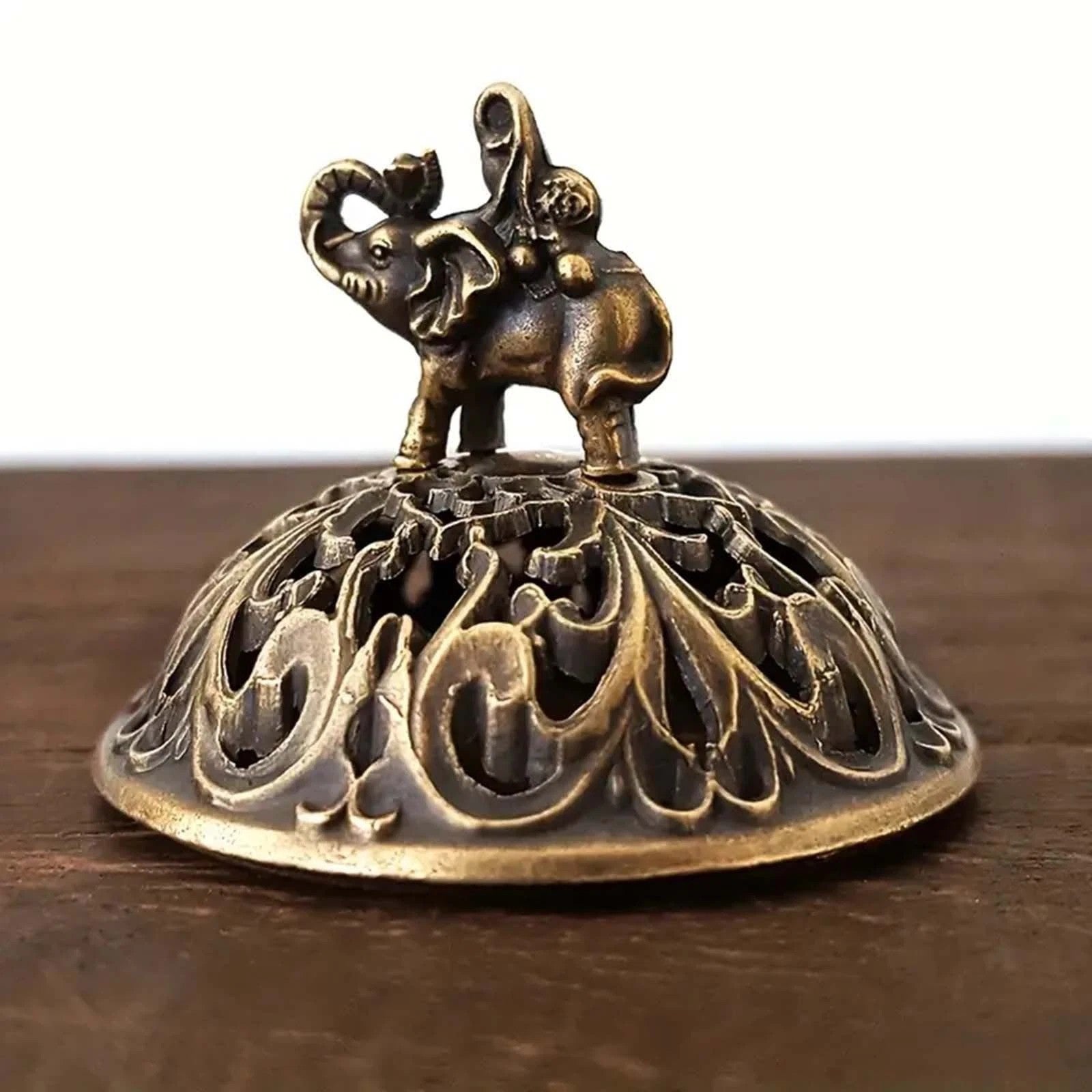 2PCS Elephant Lotus Incense Burner Metal Incense Holder Bowl Aromatherapy Decor