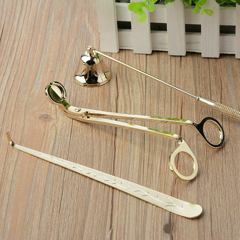 3pcs Stainless Steel Candle Care Tool Set | Wick Trimmer Snuffer & Hook Kit