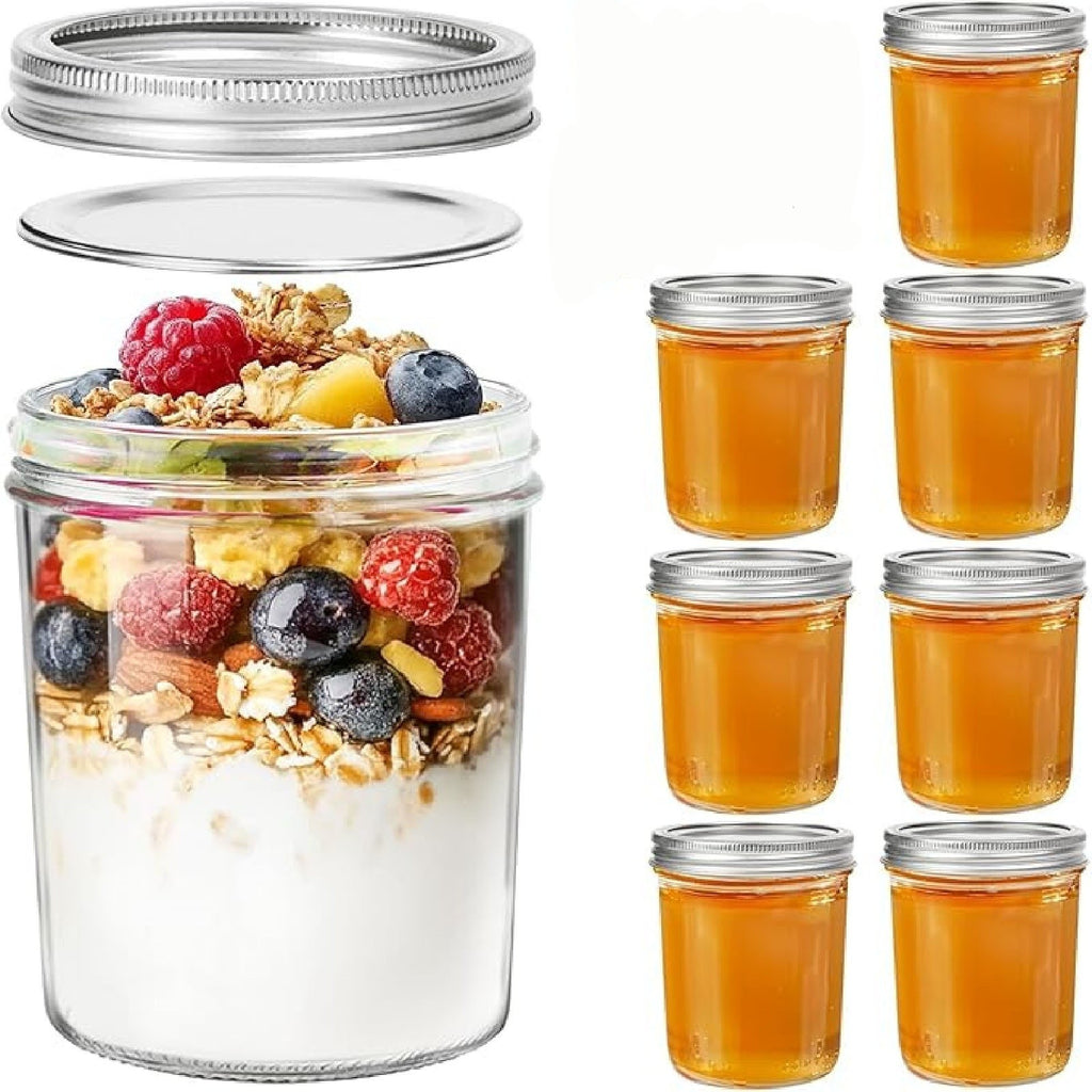 2PCS Overnight Oats Jars Airtight Dual Layer Mason Jars - Yogurt Parfait Cups with Wet Dry Separation