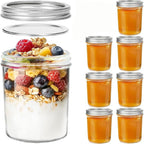 2PCS Overnight Oats Jars Airtight Dual Layer Mason Jars - Yogurt Parfait Cups with Wet Dry Separation