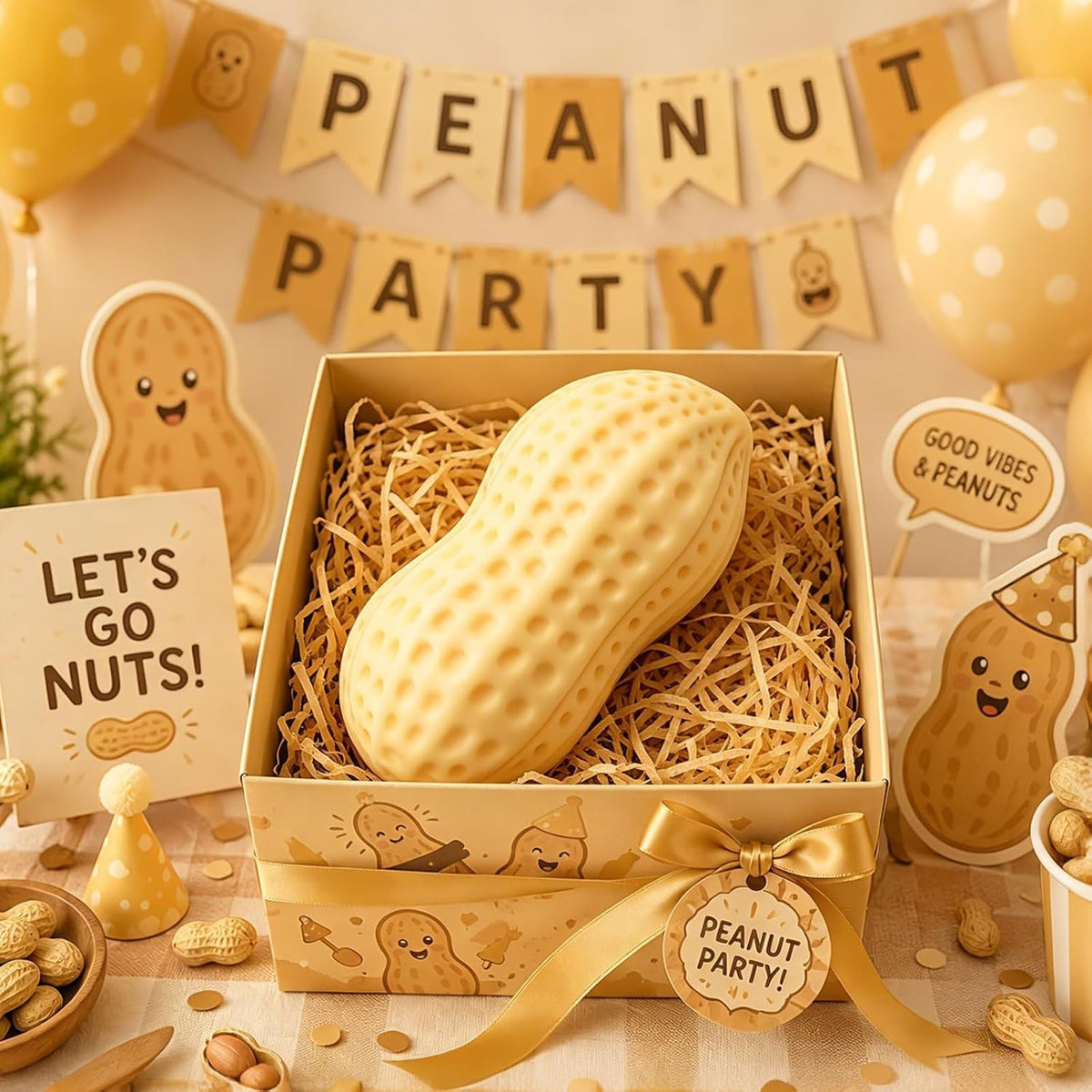 Peanut squishy in a gift box