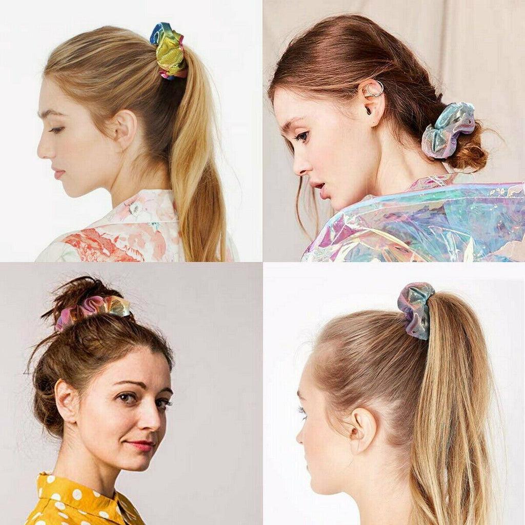 40PCS Metallic Glitter Scrunchies - Women’s Elastic Hair Ties Multicolour