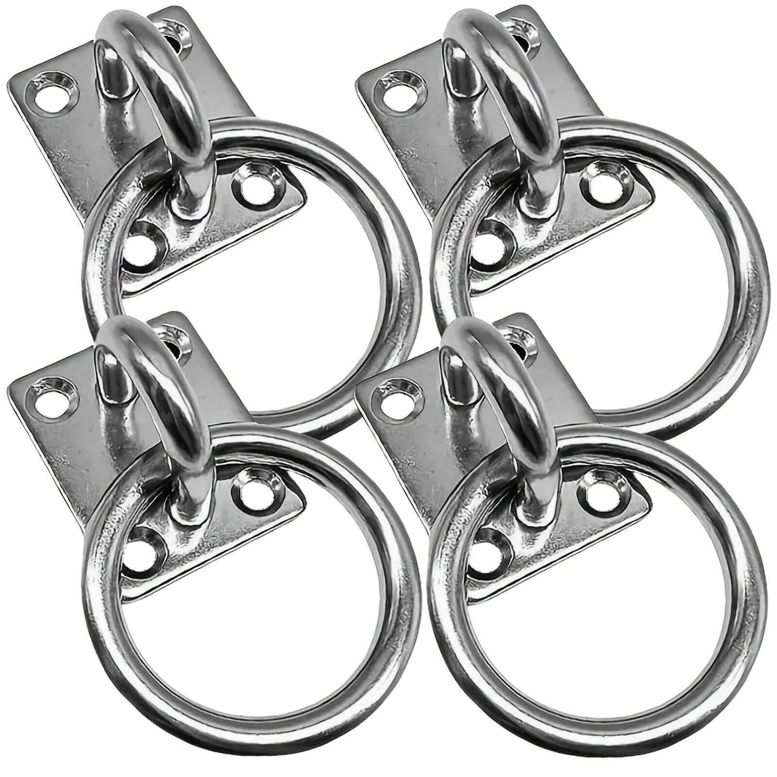 4PCS Stainless Steel 304 Pad Eye Plate Square Eyelet Marine Shade Sail Mounting Kit
