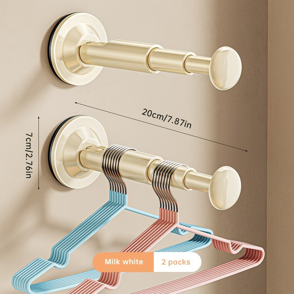 Telescopic Suction Cup Clothes Hanger Rack Wall Mounted Balcony Laundry Drying Rod