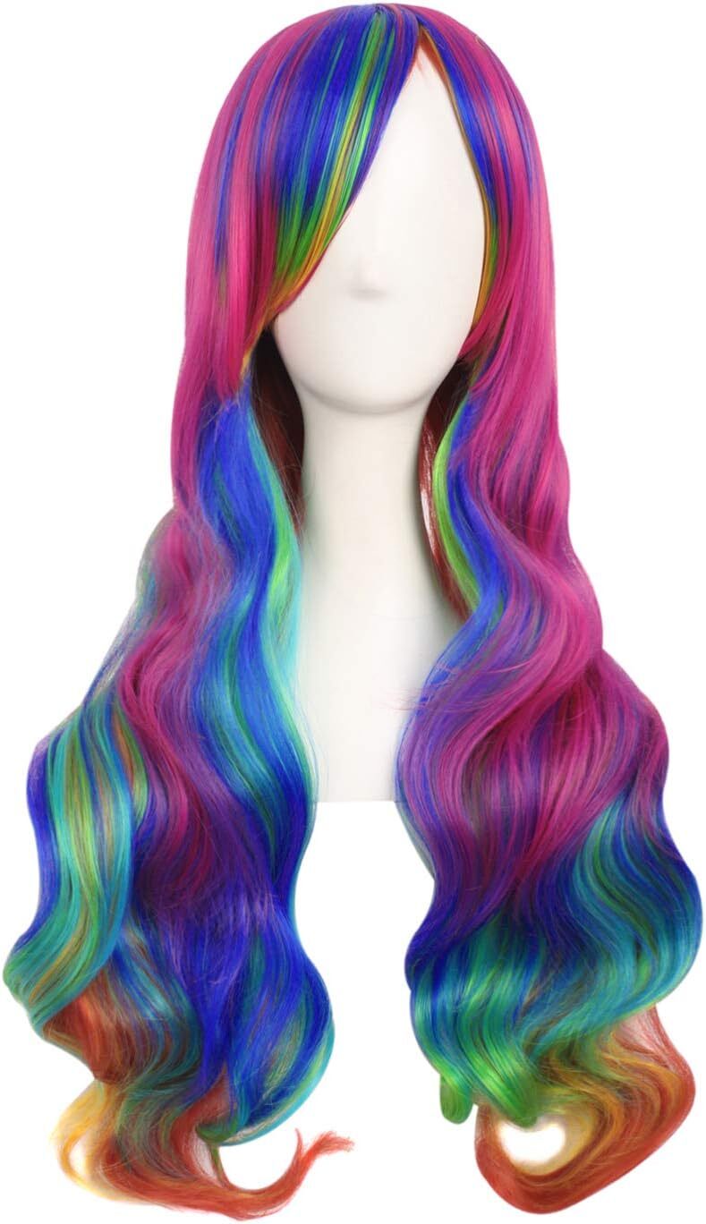 70cm Rainbow Lolita Cosplay Wig | Long Curly Wavy Synthetic Hair Wig for Women