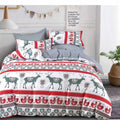 Red and white reindeer quilt cover set
