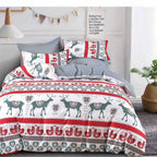 Red and white reindeer quilt cover set