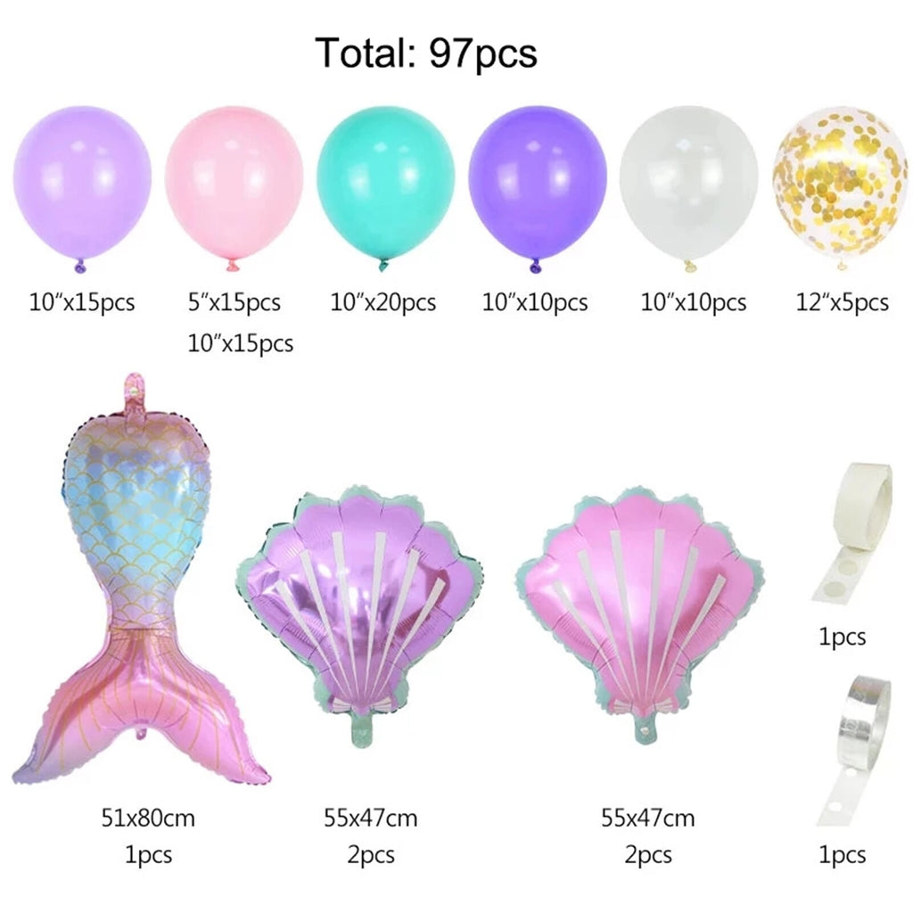 194PCS Mermaid Balloon Garland Arch Kit Birthday Party Decoration Girls