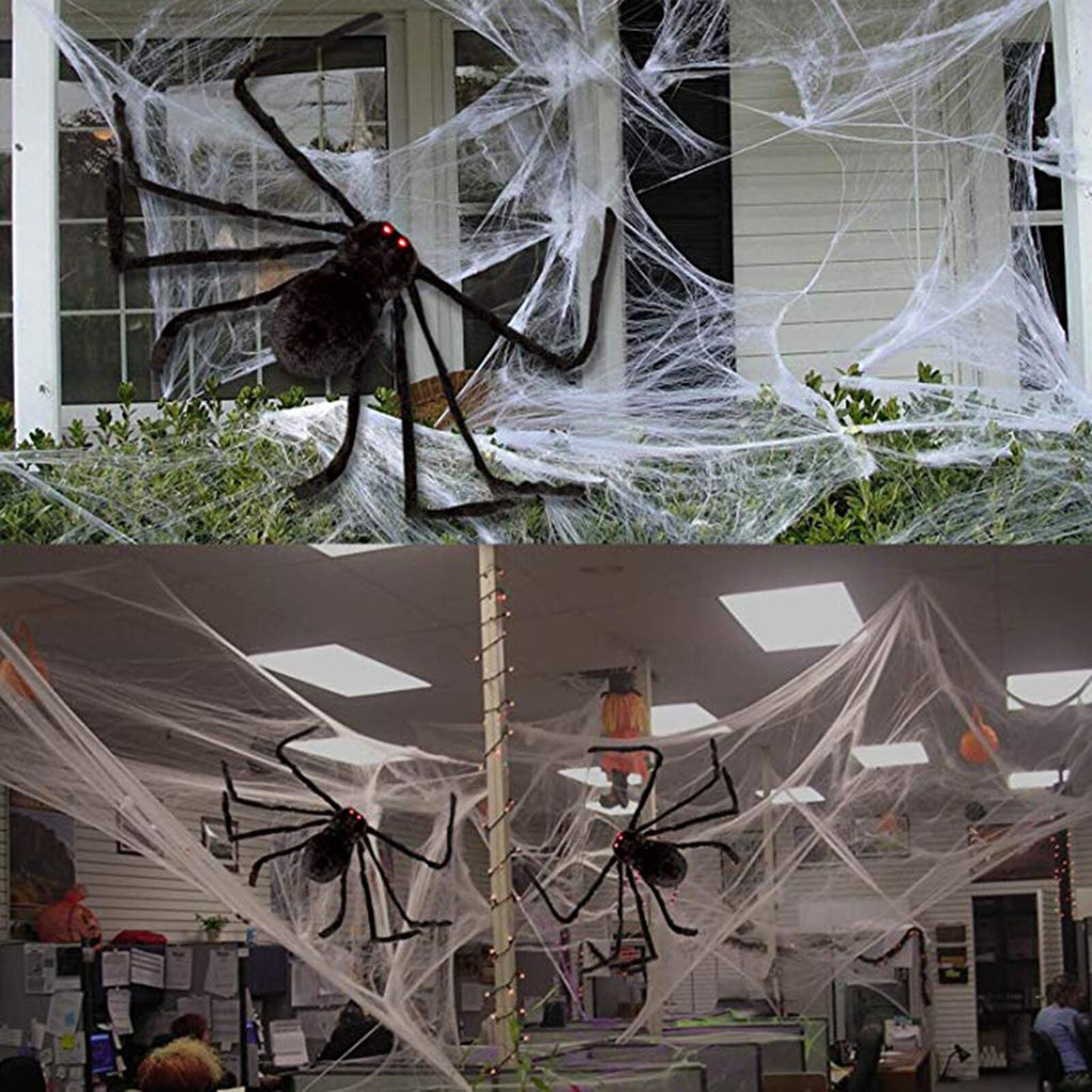 4PCS Giant Black Spider Halloween Decoration Plush Haunted House Party Prop