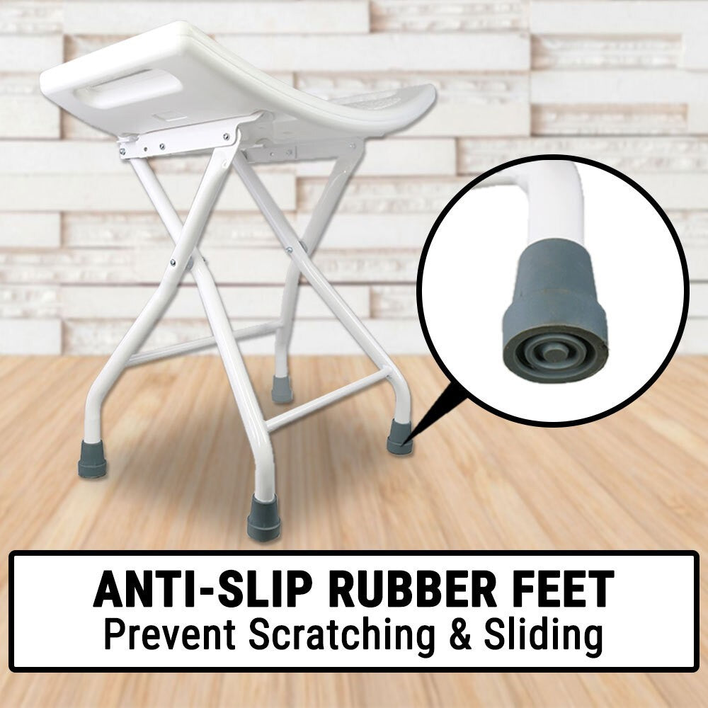 Foldable Steel Shower Chair with Handle | Anti-Slip Bath Stool for Elderly & Disabled | Portable Bathroom Safety Seat