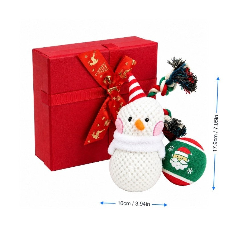 Christmas dog toy size guide – plush snowman approx. 18 cm tall by 10 cm wide