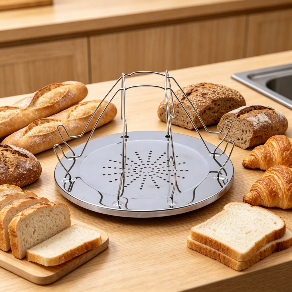 Stainless steel folding bread toaster full view