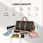 Foldable Travel Garment Duffle Bag - Large Capacity Lightweight Weekender Shoulder Bag Brown